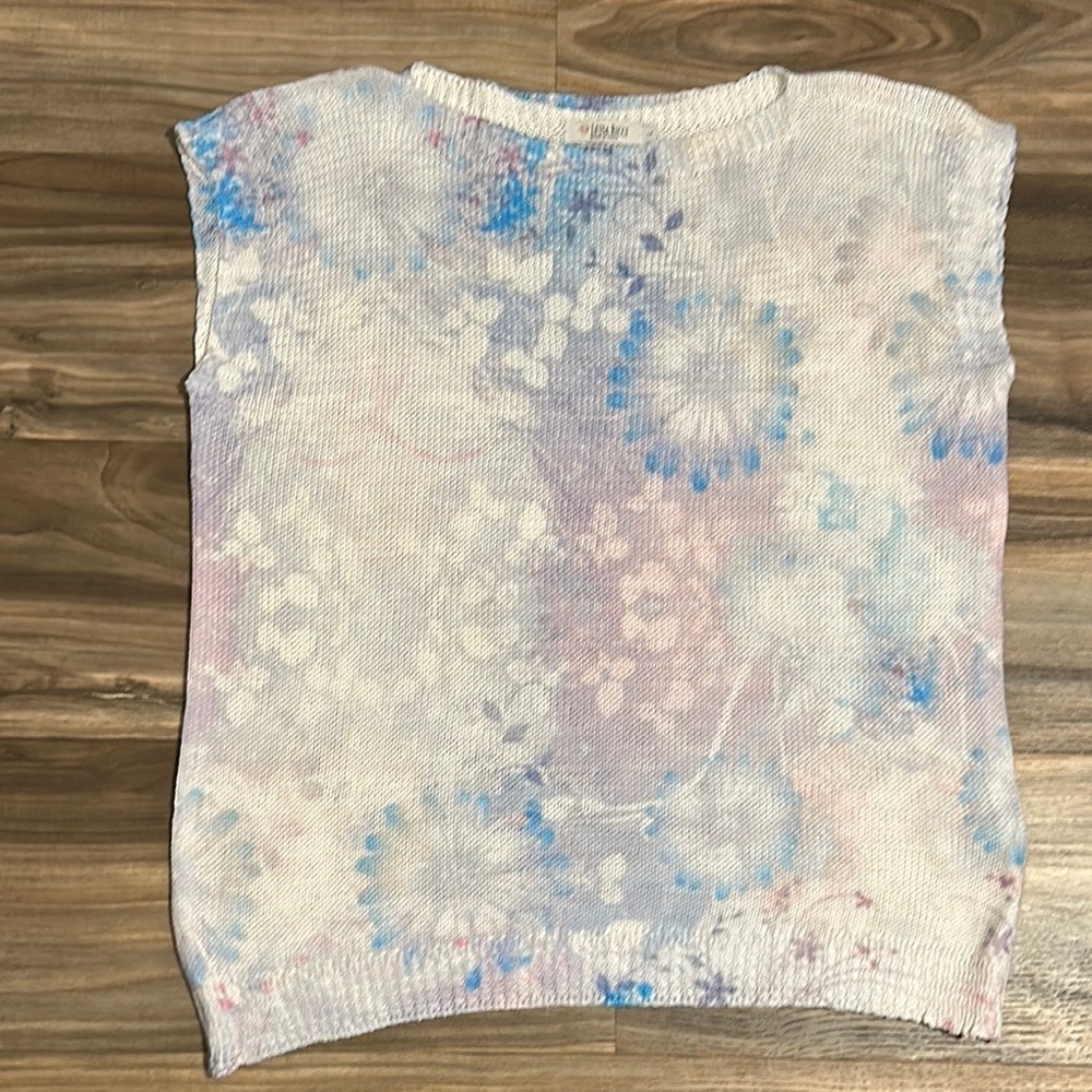 Luisa Ricci Sweater Women Sz Large Pastel Floral Print Sleeveless Made In Italy